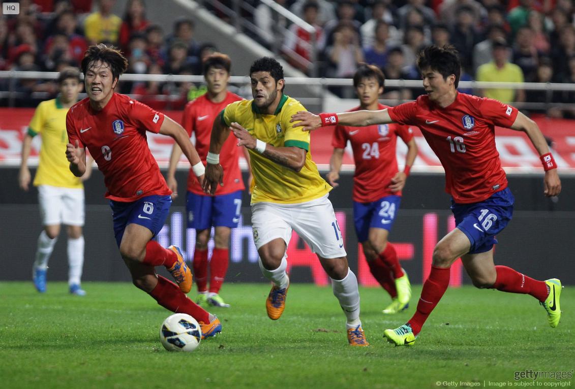 Hulk playing for Brazil, against South Korea
