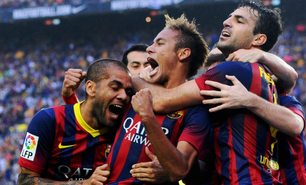 Neymar and Barcelona players delighted in Barcelona 2-1 Real Madrid, for La Liga 2013-2014