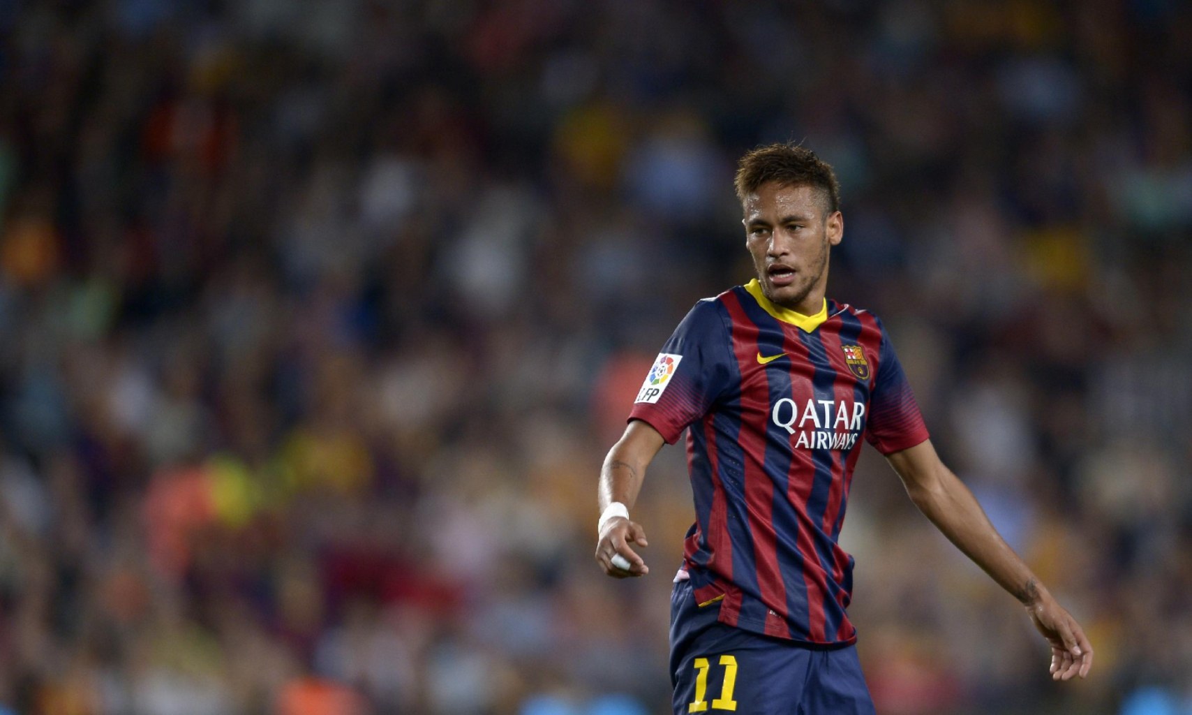 Neymar wearing the Barcelona jersey 2013-2014
