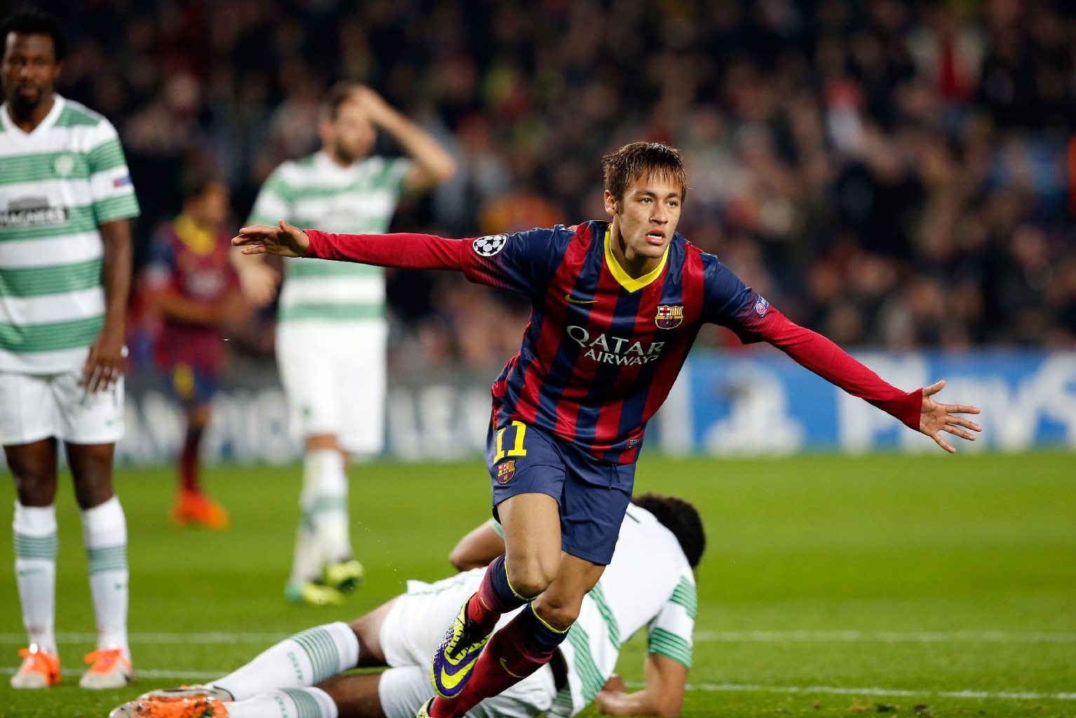 Neymar first Champions League goal for Barcelona, in 2013-2014