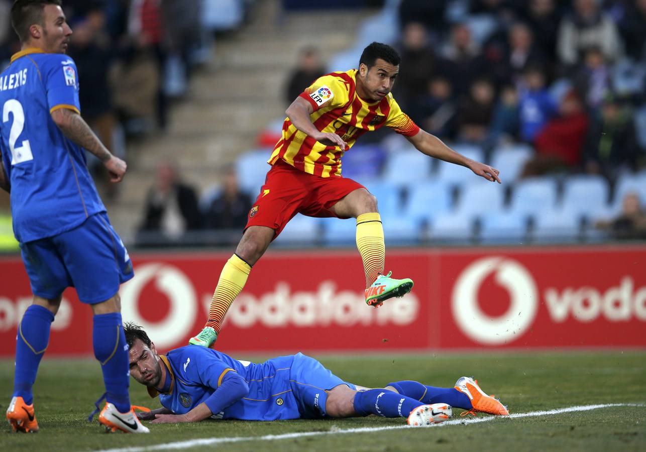 Pedro left foot strike, in Getafe 2-5 Barcelona