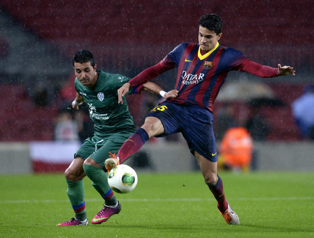 Bartra in the Copa del Rey quarter-finals tie, between Barcelona and Levante
