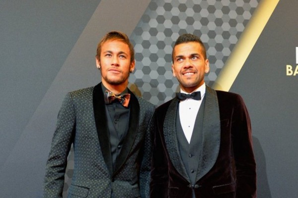 Neymar and Daniel Alves, at the FIFA Ballon d'Or 2013