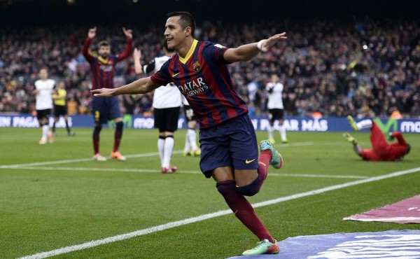 Alexis Sanchez celebrating goal for Barcelona