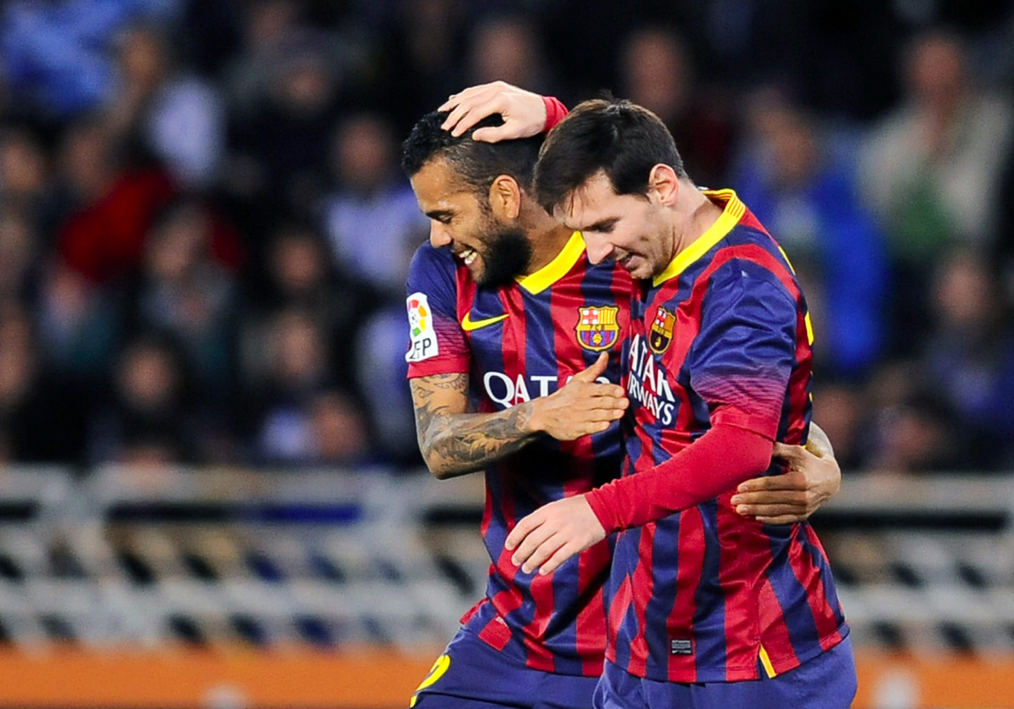 Daniel Alves and Lionel Messi, in Barça 2014