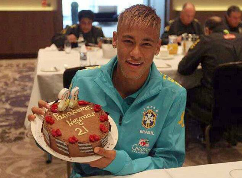 Neymar celebrating his 21st birthday, last year in 2013
