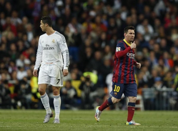 Cristiano Ronaldo and Lionel Messi in the Clasico Real Madrid vs Barcelona