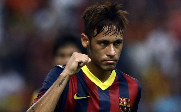 Neymar after a goal for FC Barcelona