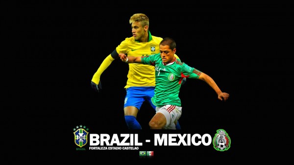 Brazil vs Mexico FIFA World Cup 2014 wallpaper, featuring Neymar and Chicharito