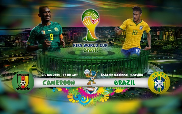 Cameroon vs Brazil game poster