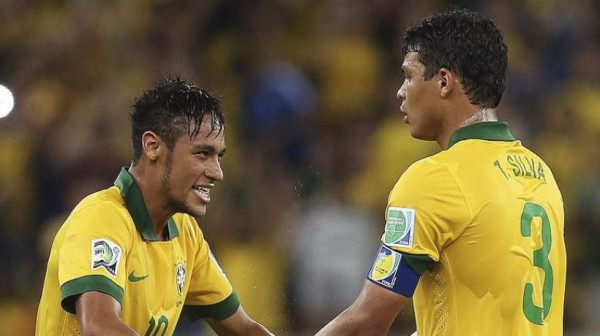Neymar and Thiago Silva in Brazil