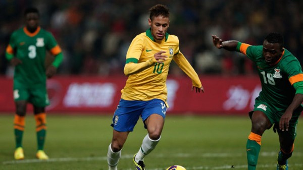 Neymar in a friendly international for Brazil