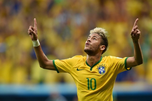 Neymar with Brazil's number 10 jersey in the FIFA World Cup 2014