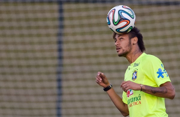 Neymar exercising skills with his head