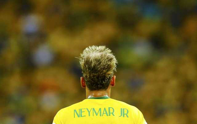 Neymar new haircut, view from the back, at the 2014 FIFA World Cup