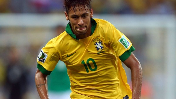 Neymar running for Brazil in the FIFA World Cup 2014