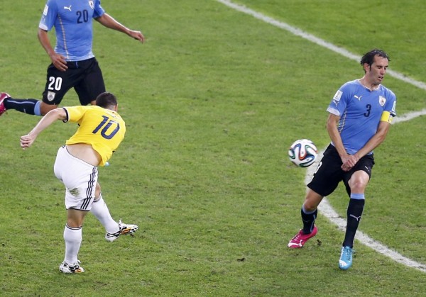 James Rodríguez goal in Colombia vs Uruguay at the FIFA World Cup 2014