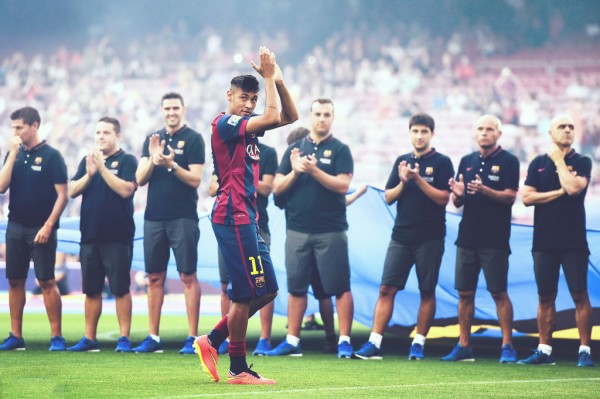 Neymar in FC Barcelona presentation game, in 2014-2015