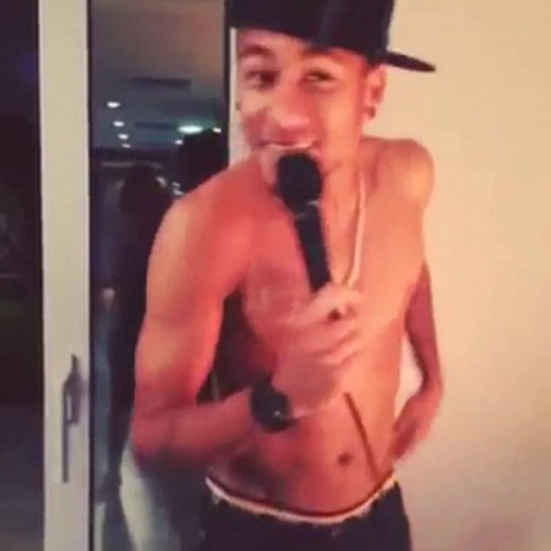 Neymar rapping shirtless