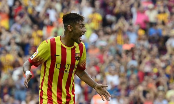 Neymar joy face after scoring in Barcelona 2-0 Athletic Bilbao