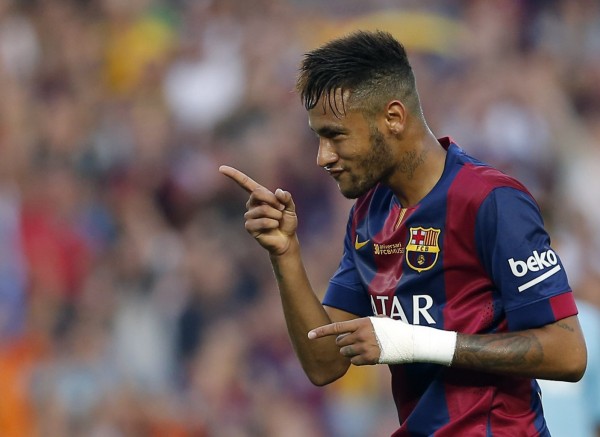 Neymar goal celebration for Barcelona in 2014-15