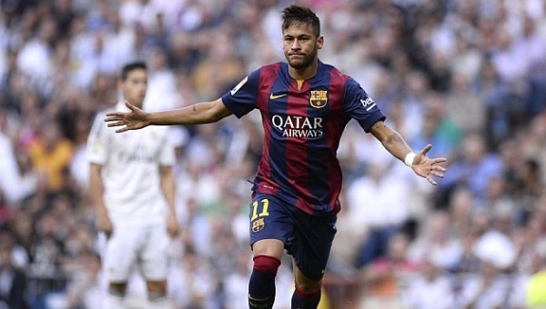 Neymar opening goal in the Clasico Real Madrid vs Barcelona in 2014-2015