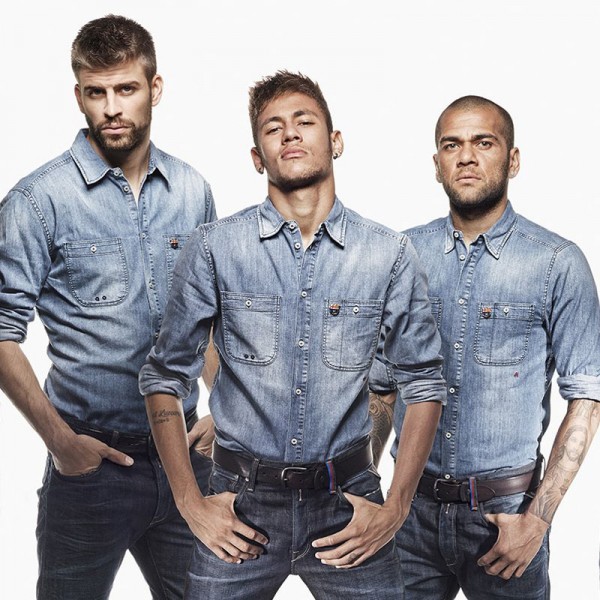Piqué, Neymar and Daniel Alves in Denim jeans