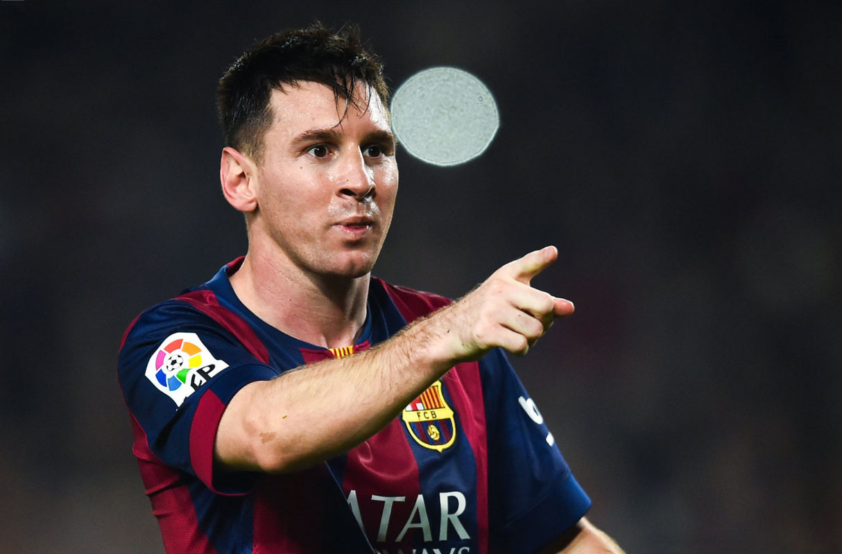 Lionel Messi dedicating his goal