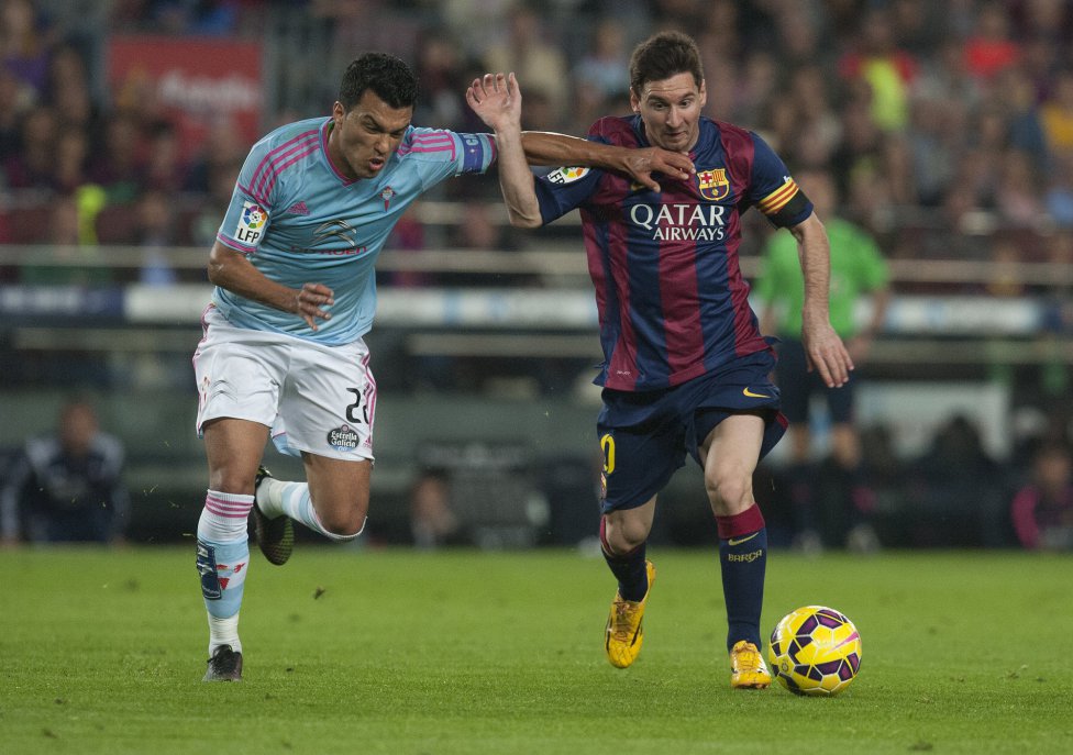 Lionel Messi trying to get some space
