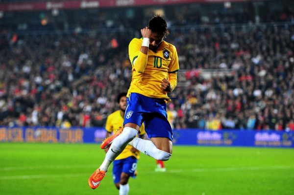 Neymar celebrating his goal in Turkey 0-4 Brazil