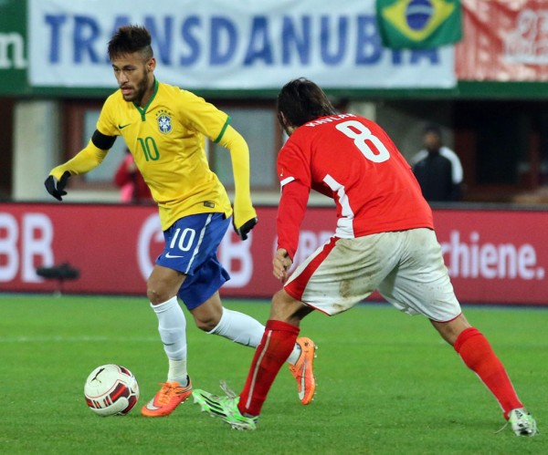 Neymar playing in Austria 1-2 Brazil
