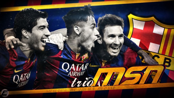 Messi, Suarez, Neymar in a FC Barcelona MSN wallpaper