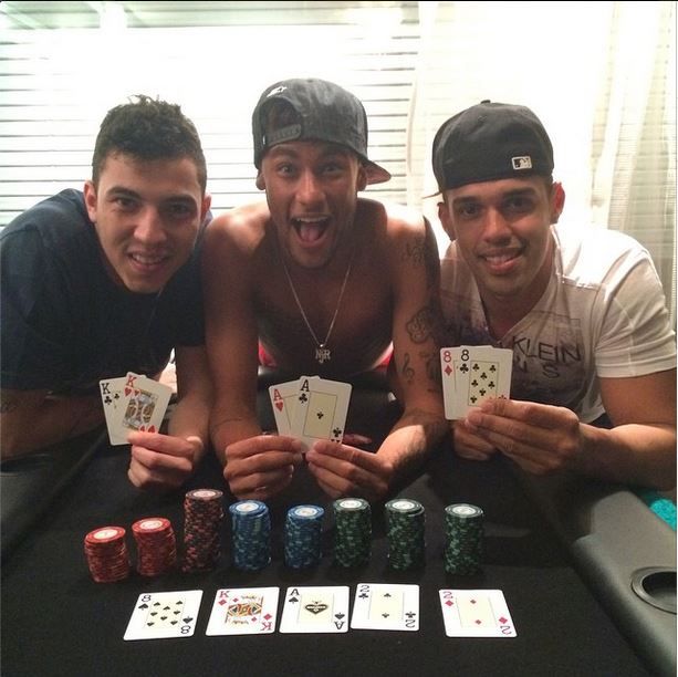 Neymar playing poker with friends
