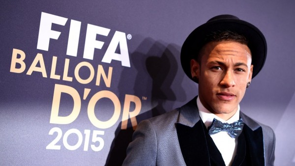 Neymar look at the FIFA Ballon d'Or 2015 awards