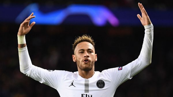 Neymar playing in a white jersey for PSG