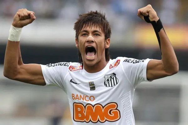 Neymar celebrating goal for Santos