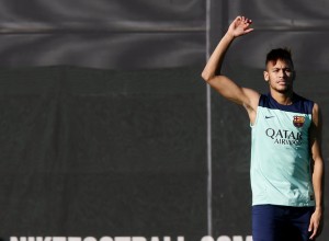 Neymar exercising in Barcelona pre-season training