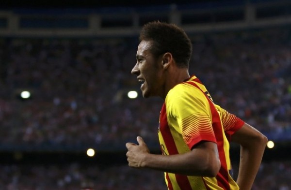 Neymar looking happy in FC Barcelona