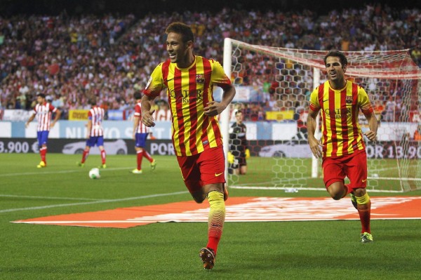 Neymar wearing the new Barcelona away jersey kit 2013-2014