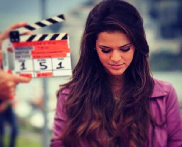 Bruna Marquezine shooting a scene for a Brazilian TV soap opera