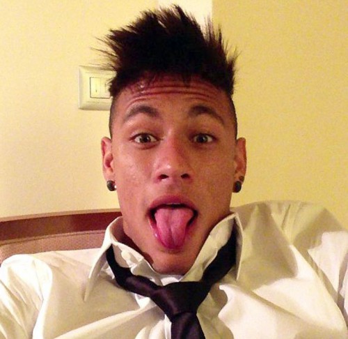 Neymar long hair in the center and buzzed on the sides