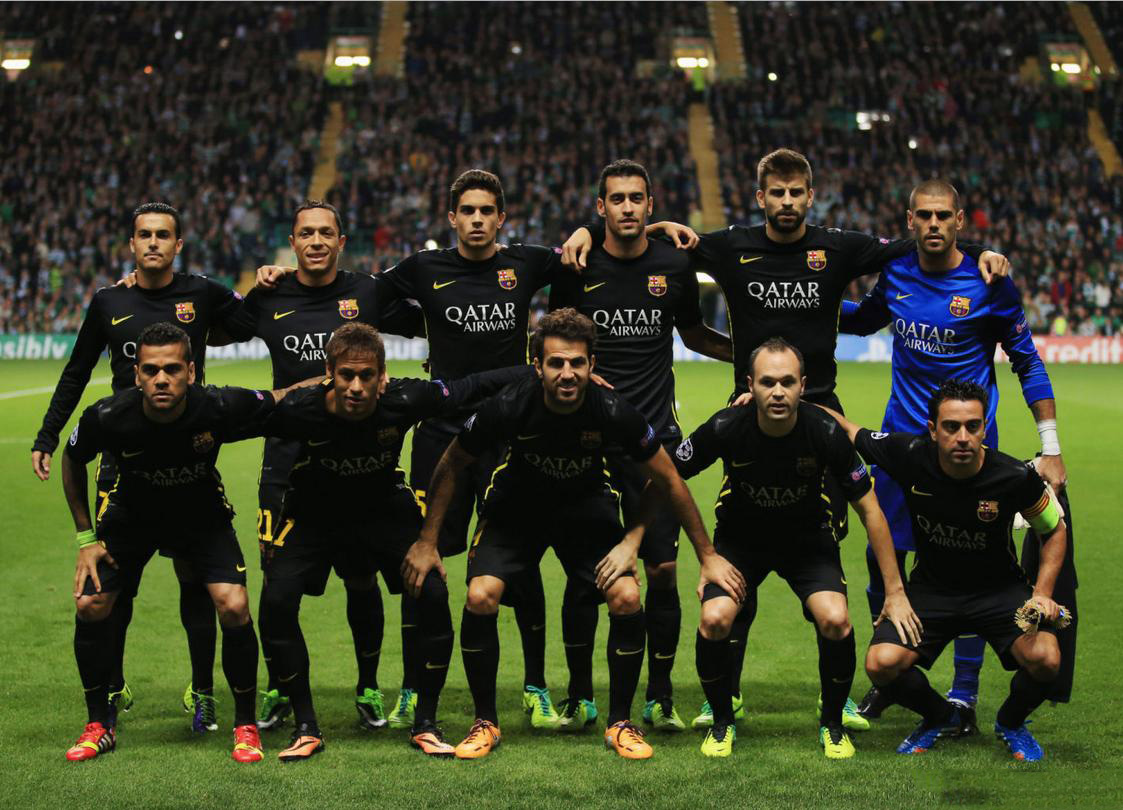 Barcelona line-up in the match agaisnt Celtic Glasgow