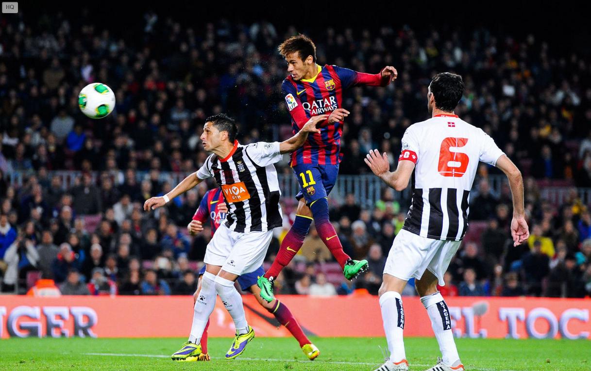 Neymar header goal, in Barcelona vs Cartagena