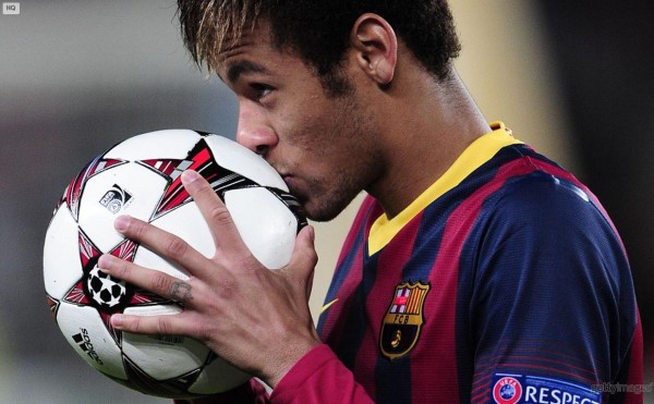 Neymar keeping the Champions League ball to himself
