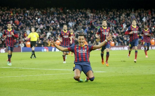 Alexis Sanchez joy for scoring a hat-trick for Barcelona