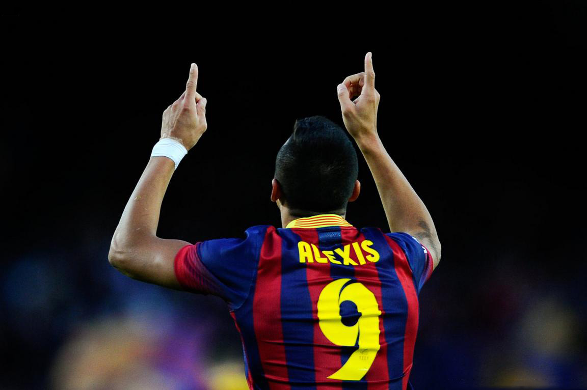Alexis Sanchez number 9 jersey in Barcelona 2014