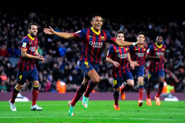 Alexis Sanchez scoring for Barça in 2014