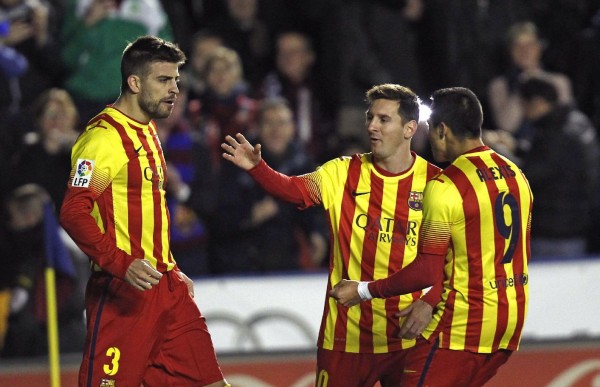 Gerard Piqué, Lionel Messi and Alexis Sánchez, in Barcelona 2014