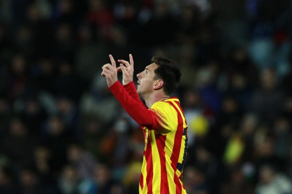 Messi celebrating his masterpiece goal against Getafe