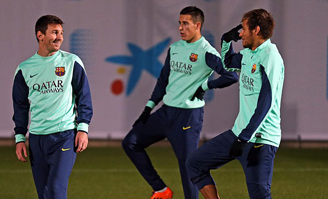 Neymar and Messi training together
